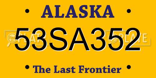 53SA352 Alaska License Plate