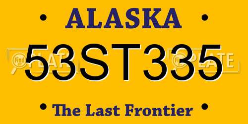 53ST335 Alaska License Plate