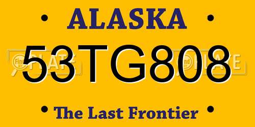 53TG808 Alaska License Plate