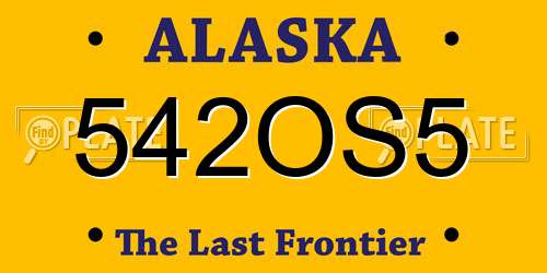 542OS5 Alaska License Plate