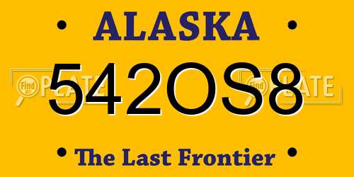 542OS8 Alaska License Plate