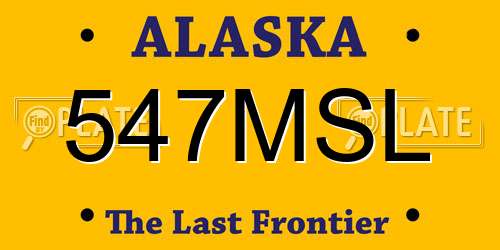 547MSL Alaska License Plate