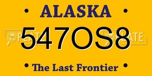 547OS8 Alaska License Plate