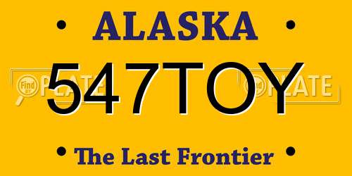 547TOY Alaska License Plate