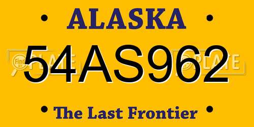 54AS962 Alaska License Plate