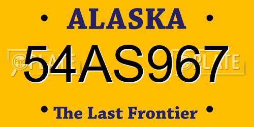 54AS967 Alaska License Plate