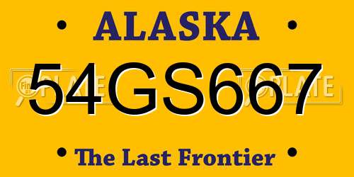 54GS667 Alaska License Plate