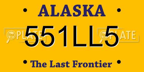 551LL5 Alaska License Plate
