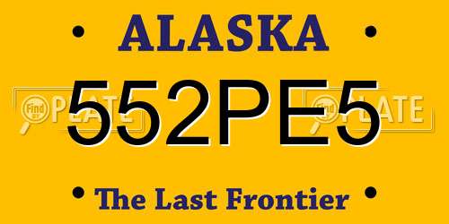552PE5 Alaska License Plate