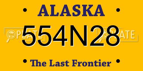 554N28 Alaska License Plate