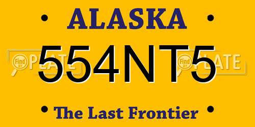 554NT5 Alaska License Plate