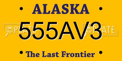 555AV3 Alaska License Plate