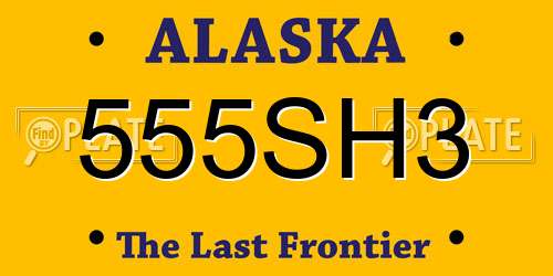 555SH3 Alaska License Plate