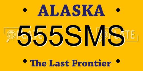 555SMS Alaska License Plate