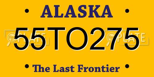 55TO275 Alaska License Plate