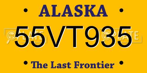 55VT935 Alaska License Plate