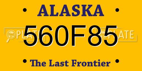 560F85 Alaska License Plate