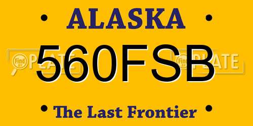 560FSB Alaska License Plate