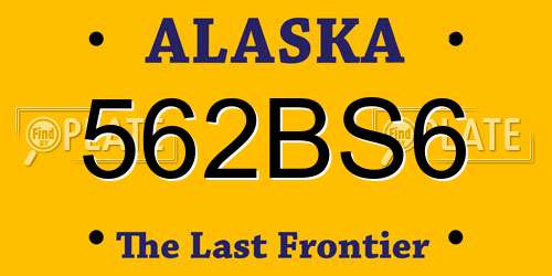 562BS6 Alaska License Plate