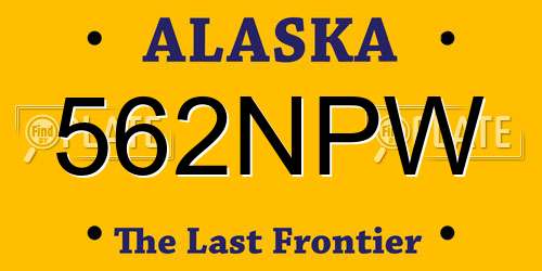 562NPW Alaska License Plate