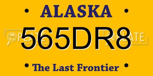 565DR8 Alaska License Plate