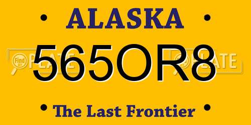 565OR8 Alaska License Plate