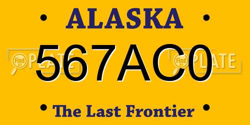 567AC0 Alaska License Plate