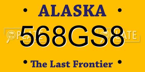 568GS8 Alaska License Plate