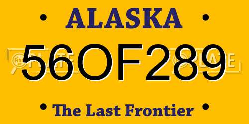 56OF289 Alaska License Plate