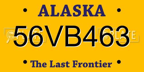 56VB463 Alaska License Plate