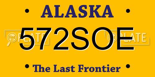 572SOE Alaska License Plate