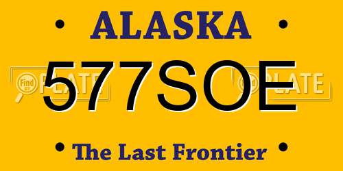 577SOE Alaska License Plate