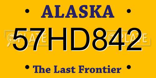 57HD842 Alaska License Plate