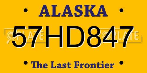 57HD847 Alaska License Plate