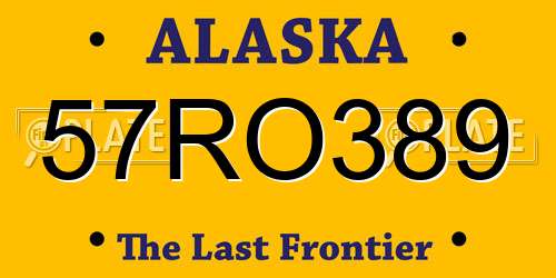 57RO389 Alaska License Plate