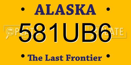 581UB6 Alaska License Plate