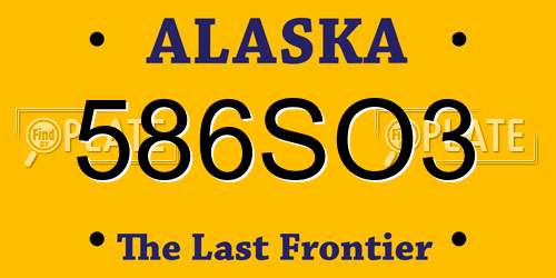 586SO3 Alaska License Plate