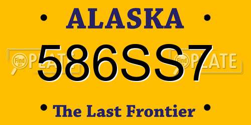 586SS7 Alaska License Plate