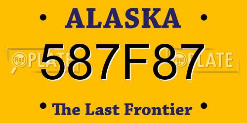 587F87 Alaska License Plate