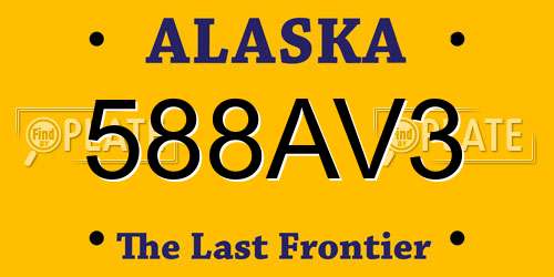588AV3 Alaska License Plate