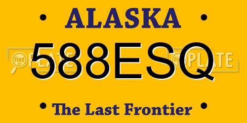 588ESQ Alaska License Plate