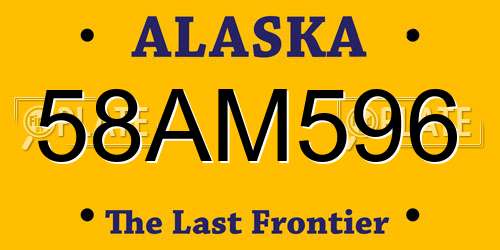 58AM596 Alaska License Plate