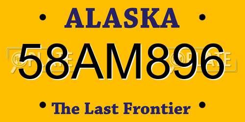 58AM896 Alaska License Plate