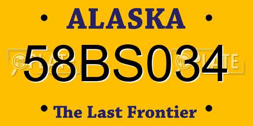 58BS034 Alaska License Plate