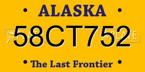 58CT752 Alaska License Plate