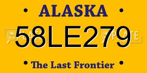 58LE279 Alaska License Plate