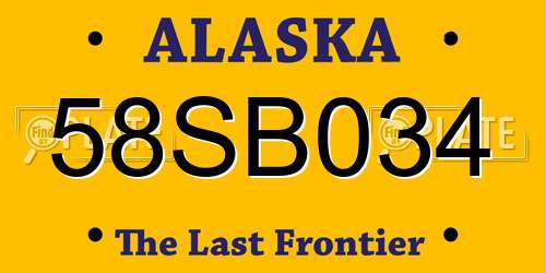 58SB034 Alaska License Plate