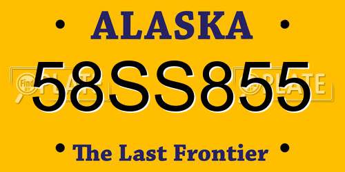 58SS855 Alaska License Plate