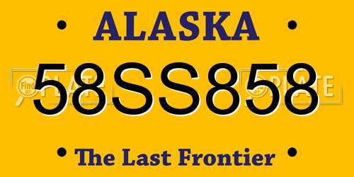 58SS858 Alaska License Plate