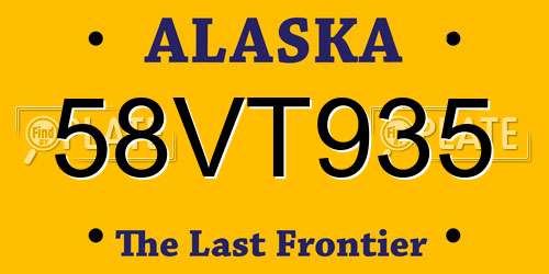 58VT935 Alaska License Plate